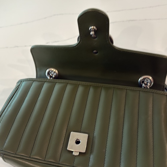 Green Gucci Marmont Matelasse Aria Small GG Marmont Shoulder Bag Military Wood - Picture 6 of 10